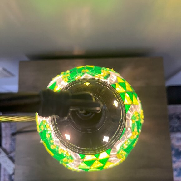 Mosaic Table Lamp Green  Bedside Lampshade Light - Picture 8 of 9